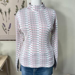 Vintage 90s Y2k Nebraska Cornhuskers Spellout All Over Print Turtleneck Top L